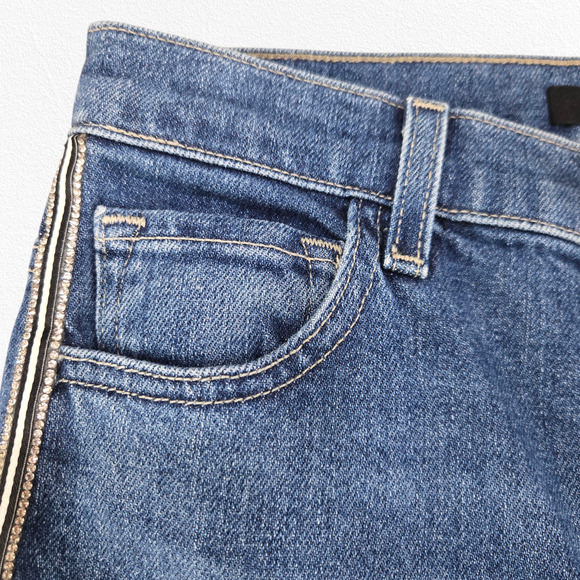 J Brand Medium Jules High Rise Rhinestone Stripe Straight Crop Jeans Size 26 - Picture 5 of 11